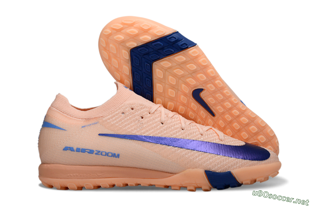 Unisex Nike Air Zoom Mercurial Vapor 16 Elite TF Football Shoes - Peach/Navy Blue/Light Orange 2