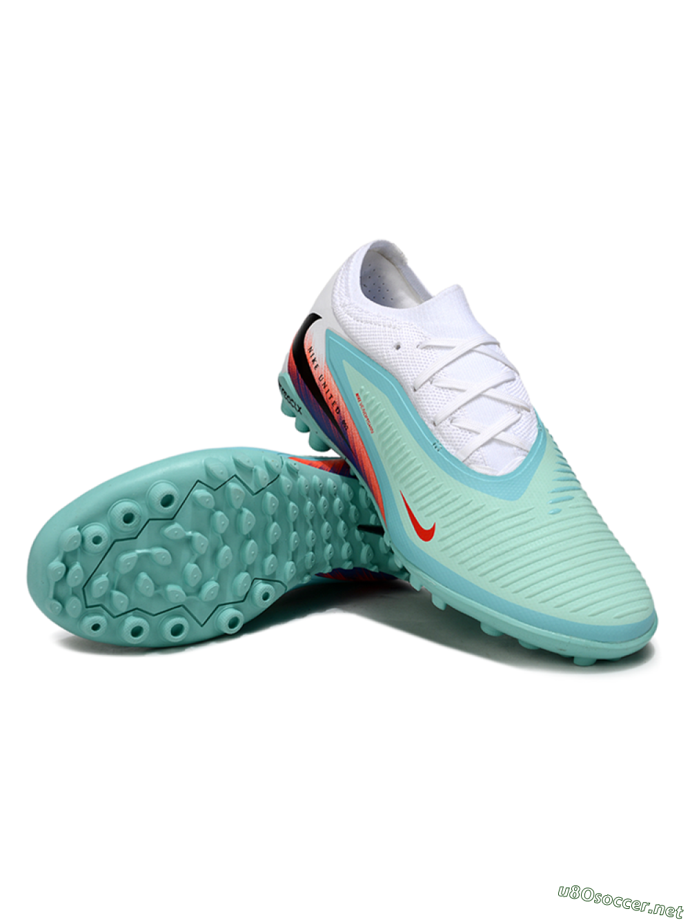 Unisex Nike Phantom 6 Elite Low TF Football Shoes - Aqua/Coral Blue/Neon Orange 3