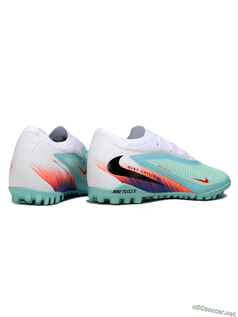 Unisex Nike Phantom 6 Elite Low TF Football Shoes - Aqua/Coral Blue/Neon Orange 6