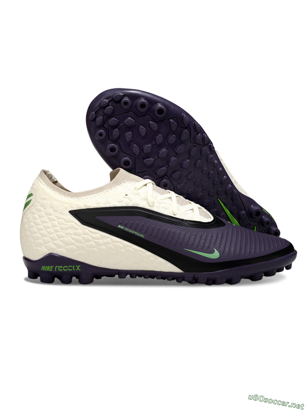 Unisex Nike Phantom 6 Elite Low TF Football Shoes - Purple/Electric Green/Off White 2