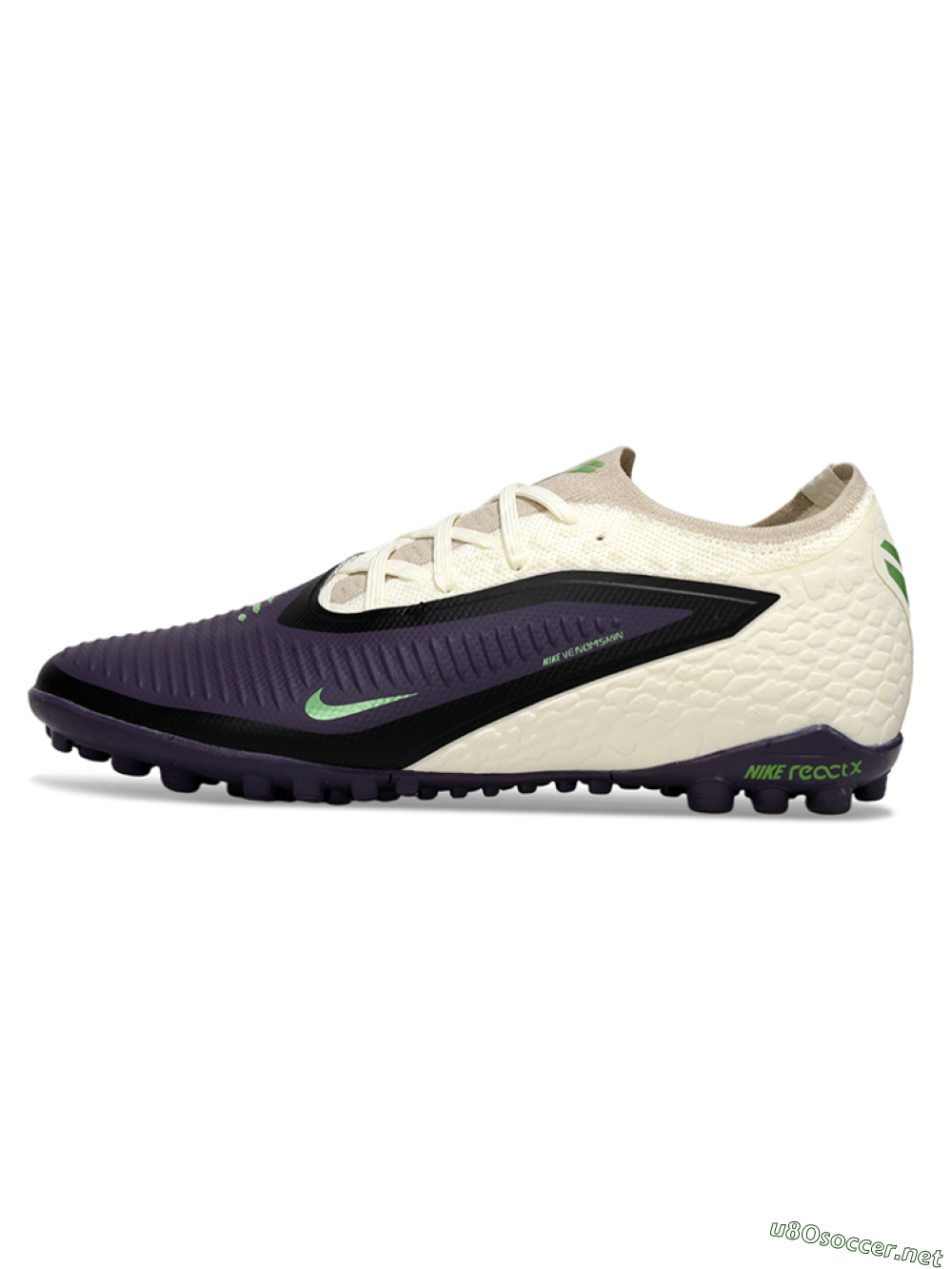 Unisex Nike Phantom 6 Elite Low TF Football Shoes - Purple/Electric Green/Off White 0