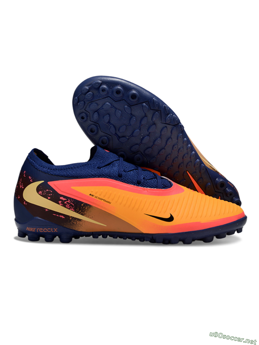Unisex Nike Phantom 6 Elite Low TF Football Shoes - Orange/Deep Blue/Flame Pink 2