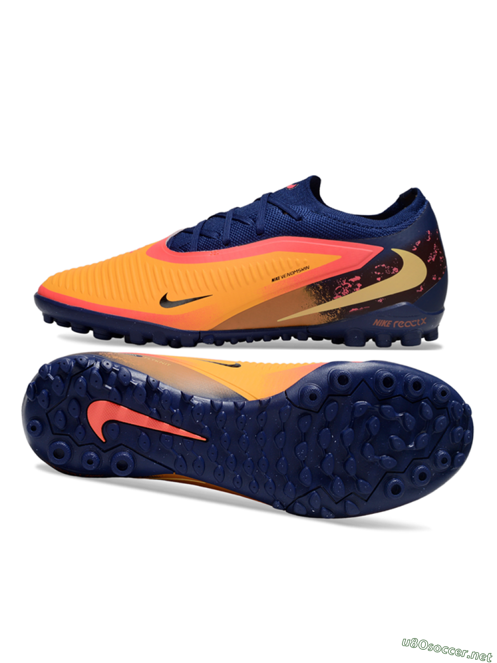 Unisex Nike Phantom 6 Elite Low TF Football Shoes - Orange/Deep Blue/Flame Pink 1