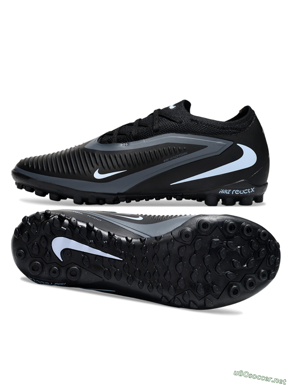 Unisex Nike Phantom 6 Elite Low TF Football Shoes - Black/Charcoal Gray/White 1