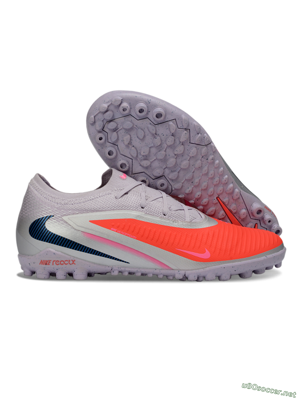Unisex Nike Phantom 6 Elite Low TF Football Shoes - Pink/Fiery Coral/Sleek Grey 2