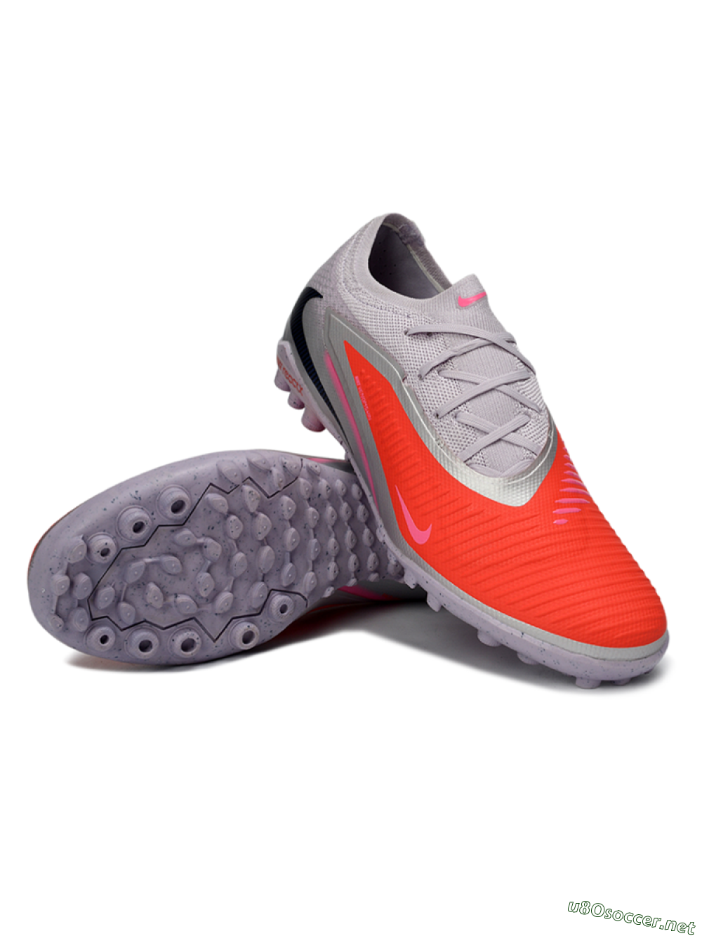 Unisex Nike Phantom 6 Elite Low TF Football Shoes - Pink/Fiery Coral/Sleek Grey 3
