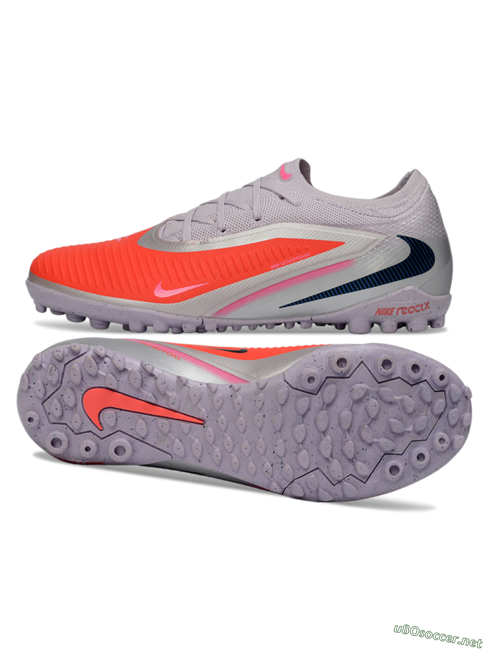 Unisex Nike Phantom 6 Elite Low TF Football Shoes - Pink/Fiery Coral/Sleek Grey 1