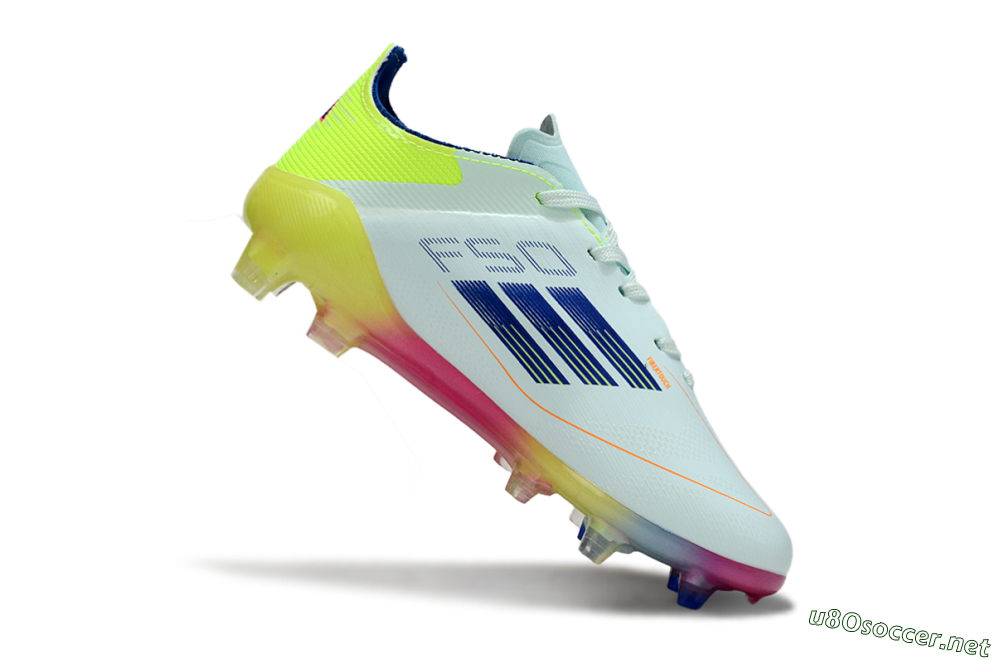 Kids Adidas F50 Elite FG Football Boots - White/Neon Yellow/Coral Pink 3