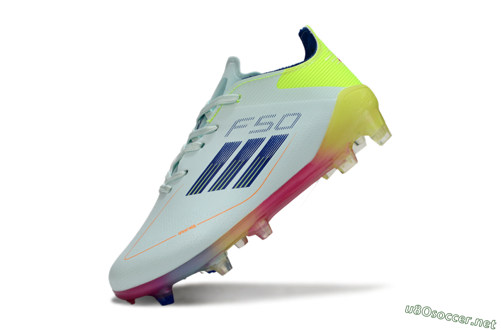 Kids Adidas F50 Elite FG Football Boots - White/Neon Yellow/Coral Pink 4