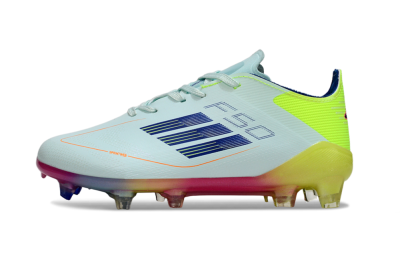 Kids Adidas F50 Elite FG Football Boots - White/Neon Yellow/Coral Pink