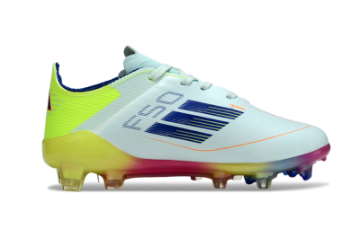 Kids Adidas F50 Elite FG Football Boots - White/Neon Yellow/Coral Pink