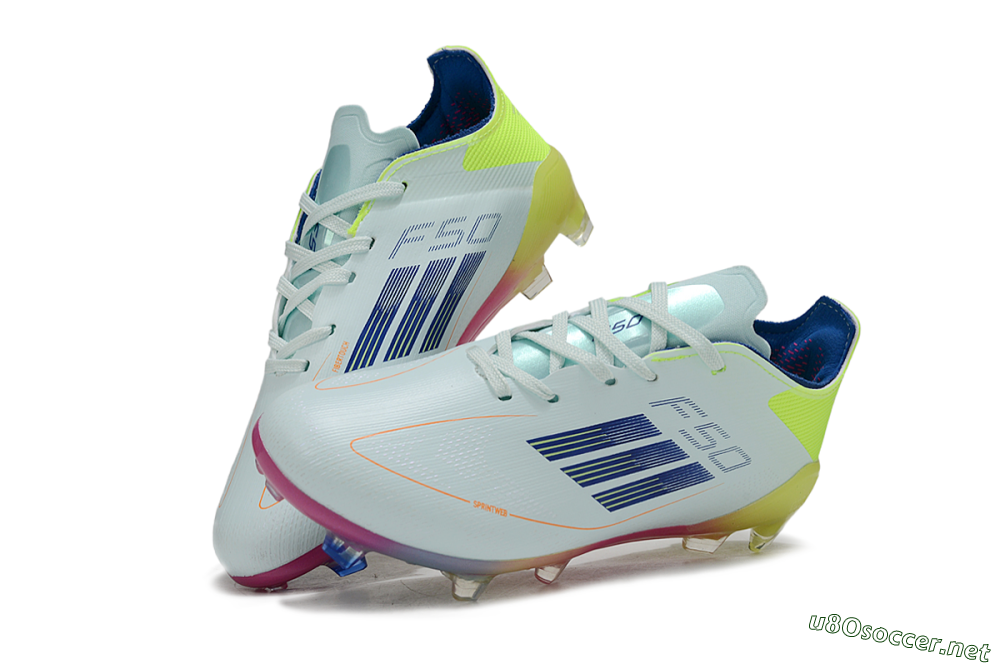Kids Adidas F50 Elite FG Football Boots - White/Neon Yellow/Coral Pink 0