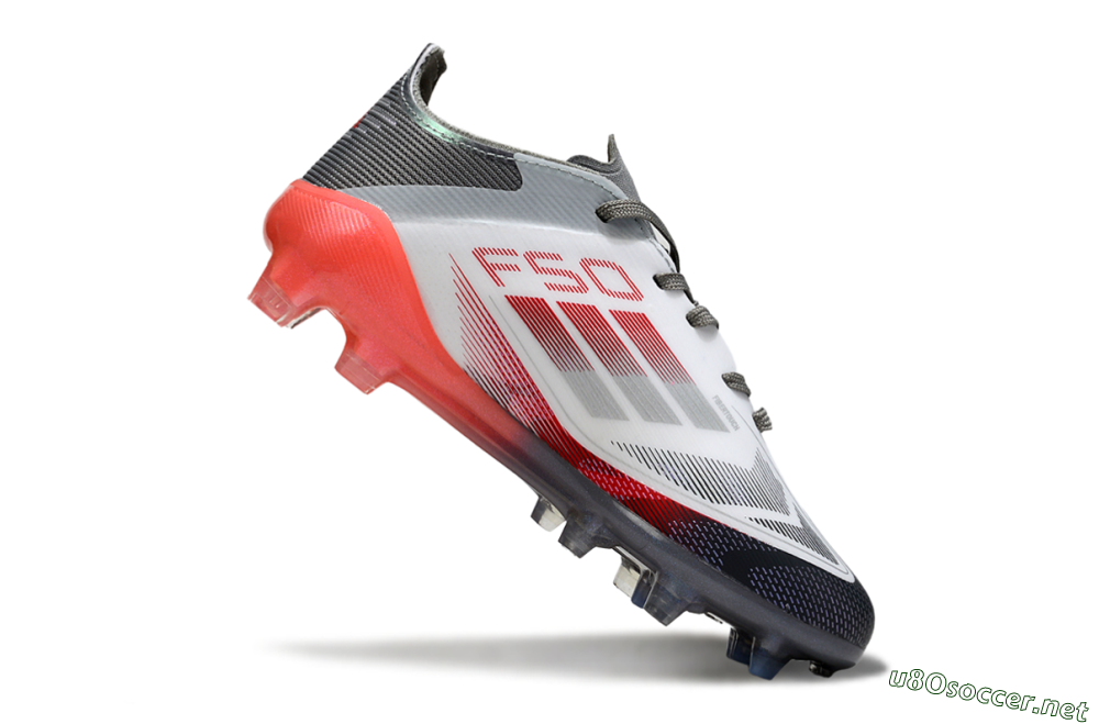 Kids Adidas F50 Elite FG Football Boots - White/Crimson Burst/Grey Fade 3