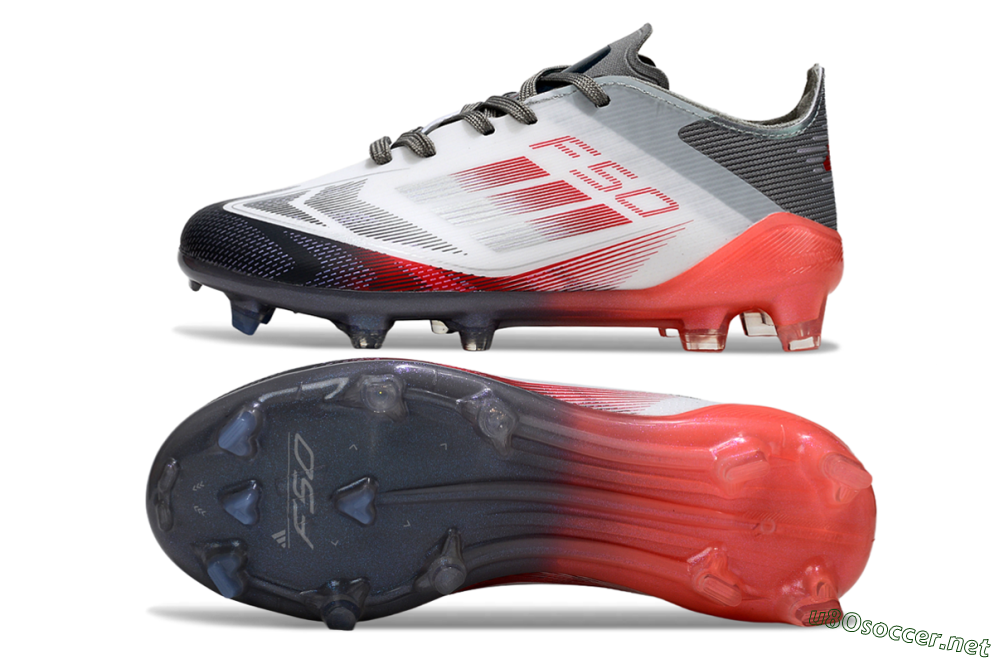 Kids Adidas F50 Elite FG Football Boots - White/Crimson Burst/Grey Fade 1