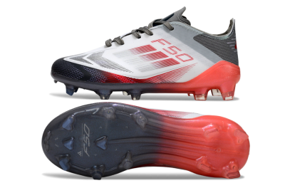 Kids Adidas F50 Elite FG Football Boots - White/Crimson Burst/Grey Fade
