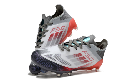 Kids Adidas F50 Elite FG Football Boots - White/Crimson Burst/Grey Fade