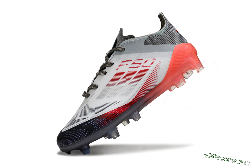 Kids Adidas F50 Elite FG Football Boots - White/Crimson Burst/Grey Fade 4