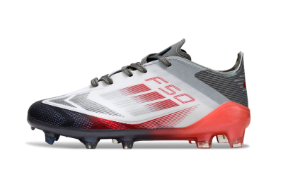 Kids Adidas F50 Elite FG Football Boots - White/Crimson Burst/Grey Fade