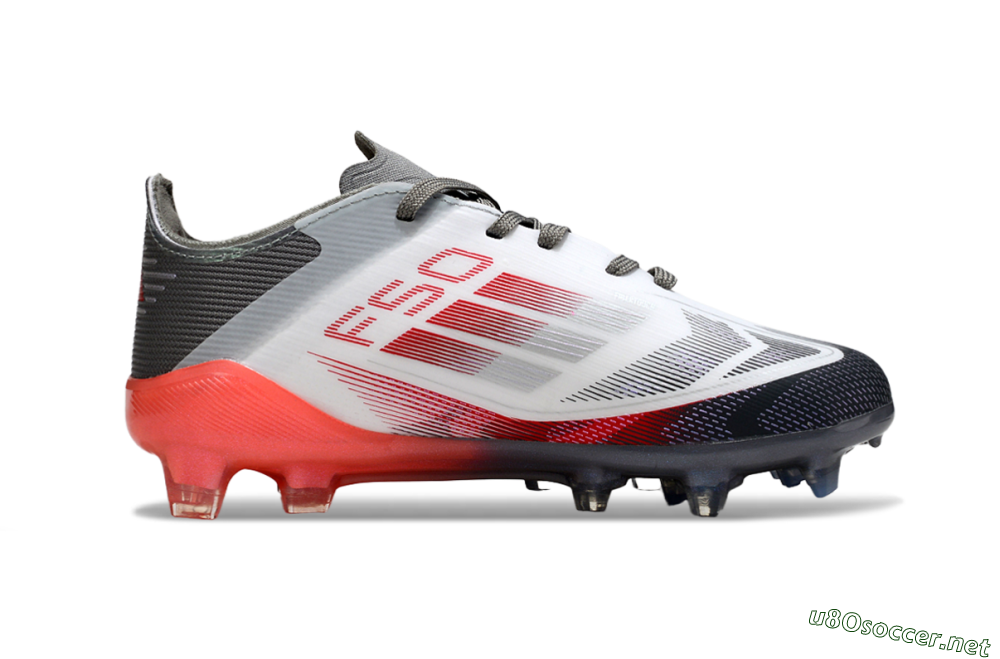 Kids Adidas F50 Elite FG Football Boots - White/Crimson Burst/Grey Fade 6