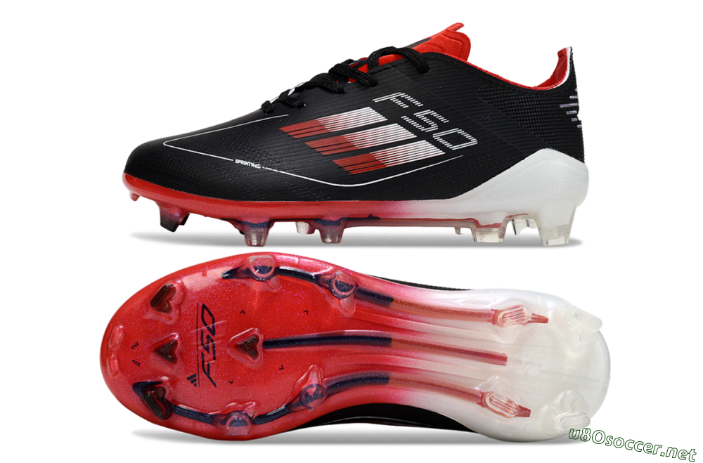 Kids Adidas F50 Elite FG Football Boots - Black/Scarlet Red/White 1