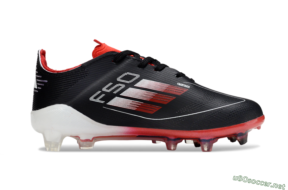Kids Adidas F50 Elite FG Football Boots - Black/Scarlet Red/White 6