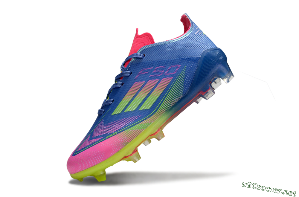 Kids Adidas F50 Elite FG Football Boots - Blue/Neon Pink/Neon Yellow 4