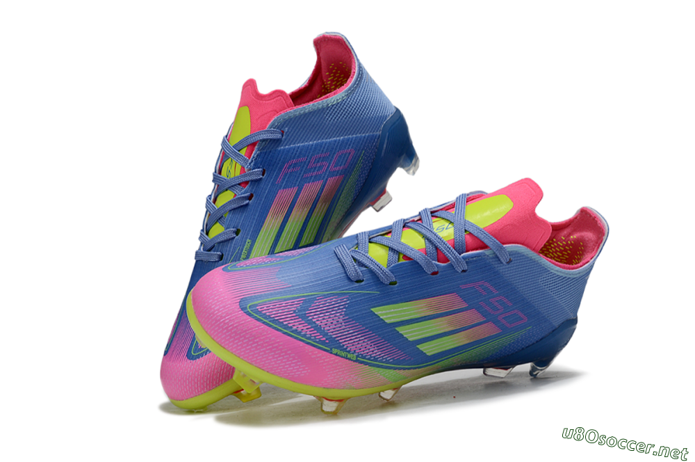 Kids Adidas F50 Elite FG Football Boots - Blue/Neon Pink/Neon Yellow 0