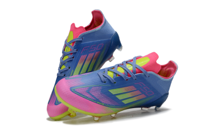 Kids Adidas F50 Elite FG Football Boots - Blue/Neon Pink/Neon Yellow