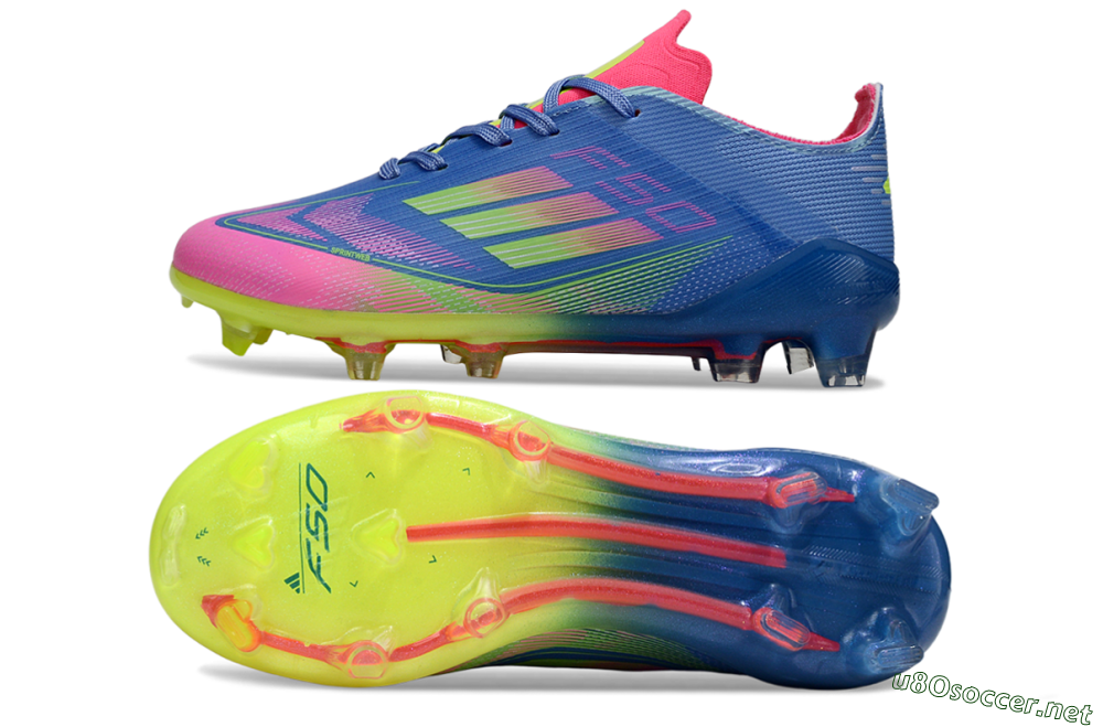 Kids Adidas F50 Elite FG Football Boots - Blue/Neon Pink/Neon Yellow 1
