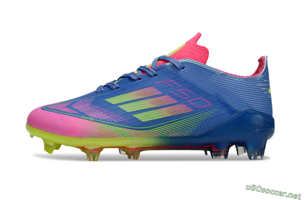 Kids Adidas F50 Elite FG Football Boots - Blue/Neon Pink/Neon Yellow 2