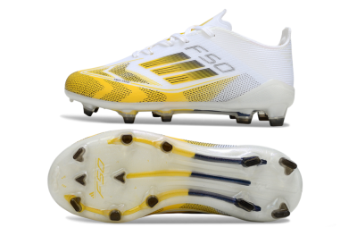Kids Adidas F50 Elite FG Football Boots - White/Bright Yellow/White