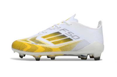 Kids Adidas F50 Elite FG Football Boots - White/Bright Yellow/White