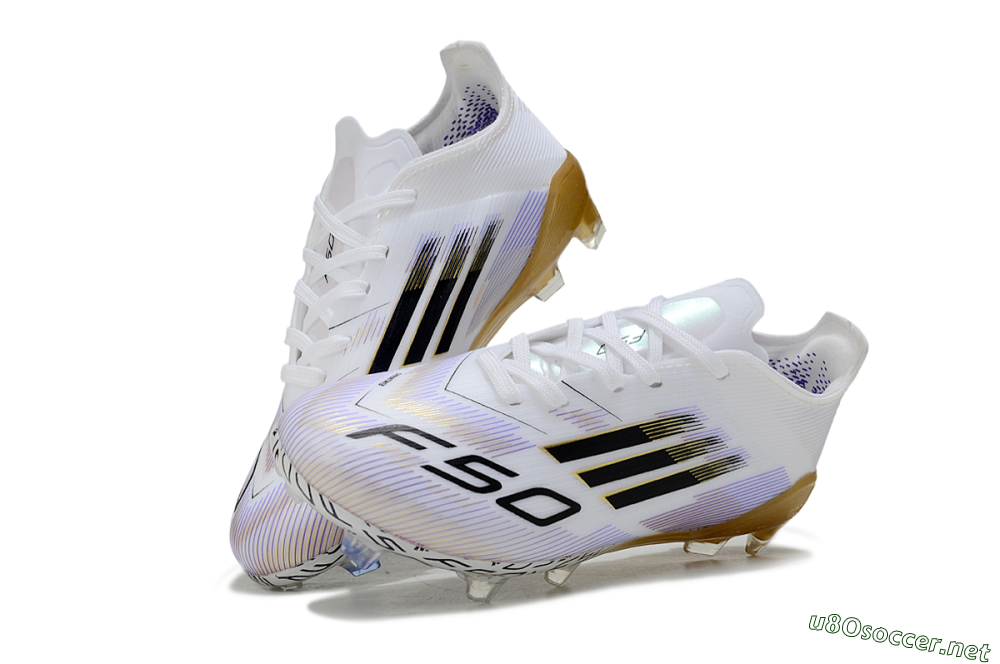 Kids Adidas F50 Elite FG Football Boots - White/Aurora Glow/Golden Aura 0