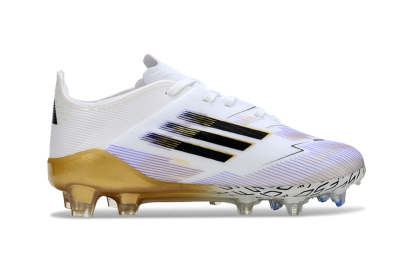 Kids Adidas F50 Elite FG Football Boots - White/Aurora Glow/Golden Aura