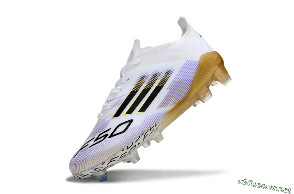 Kids Adidas F50 Elite FG Football Boots - White/Aurora Glow/Golden Aura 4