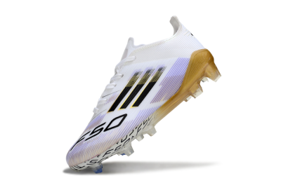 Kids Adidas F50 Elite FG Football Boots - White/Aurora Glow/Golden Aura