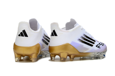 Kids Adidas F50 Elite FG Football Boots - White/Aurora Glow/Golden Aura