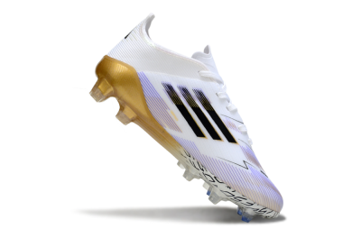 Kids Adidas F50 Elite FG Football Boots - White/Aurora Glow/Golden Aura