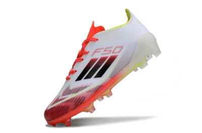 Kids Adidas F50 Elite FG Football Boots - White/Neon Orange/Volt Yellow