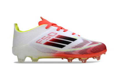 Kids Adidas F50 Elite FG Football Boots - White/Neon Orange/Volt Yellow