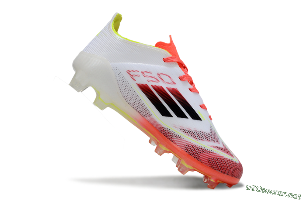 Kids Adidas F50 Elite FG Football Boots - White/Neon Orange/Volt Yellow 3