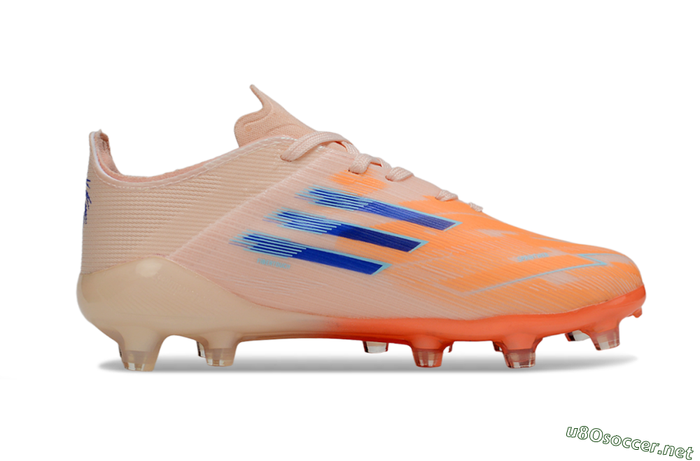 Kids Adidas F50 Elite AG Football Boots - Peach/Vibrant Orange/Cool Blue 5