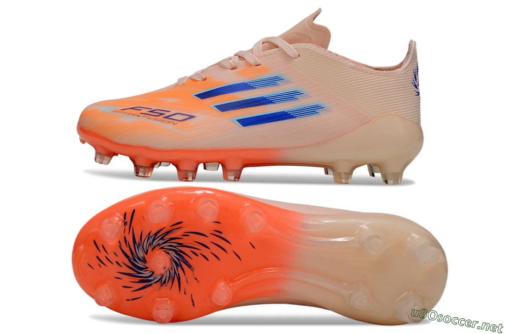 Kids Adidas F50 Elite AG Football Boots - Peach/Vibrant Orange/Cool Blue 1