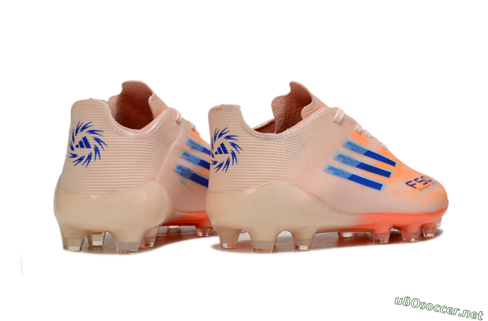 Kids Adidas F50 Elite AG Football Boots - Peach/Vibrant Orange/Cool Blue 6