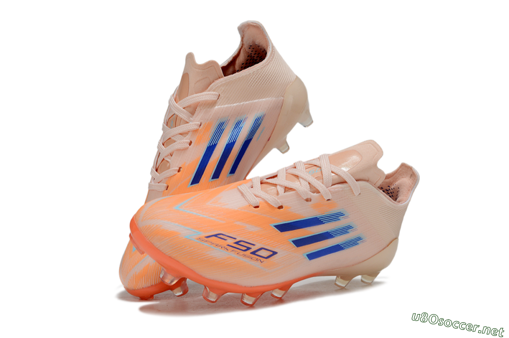 Kids Adidas F50 Elite AG Football Boots - Peach/Vibrant Orange/Cool Blue 0