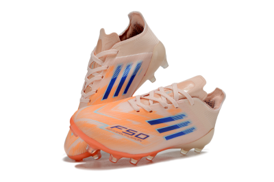 Kids Adidas F50 Elite AG Football Boots - Peach/Vibrant Orange/Cool Blue