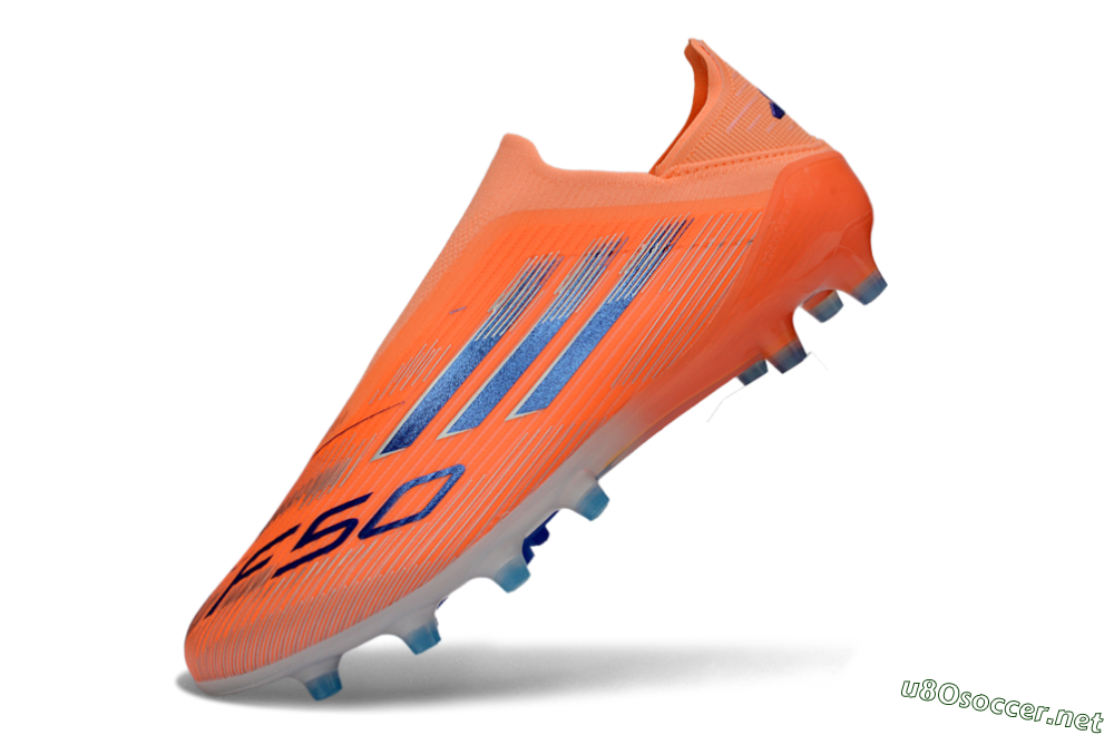 Men's Adidas F50 Elite Laceless AG Football Boots - Orange/Electric Blue/Neon Orange 6