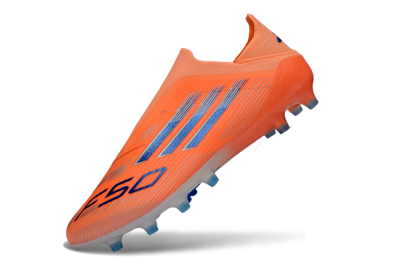 Men's Adidas F50 Elite Laceless AG Football Boots - Orange/Electric Blue/Neon Orange