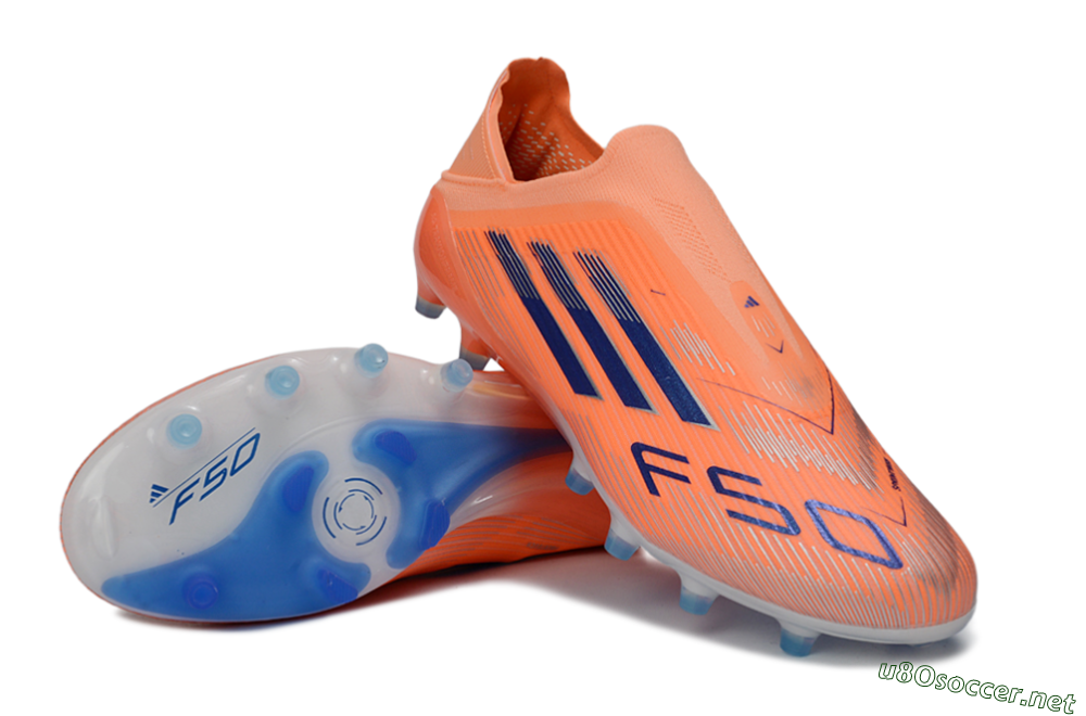 Men's Adidas F50 Elite Laceless AG Football Boots - Orange/Electric Blue/Neon Orange 4
