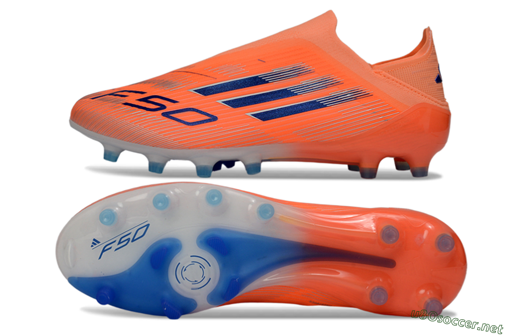 Men's Adidas F50 Elite Laceless AG Football Boots - Orange/Electric Blue/Neon Orange 1